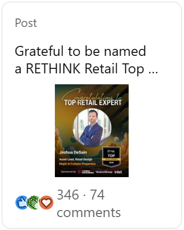 Grateful to be named a RETHINK Retail Top Retail Expert Awardee for the Class of 2026.